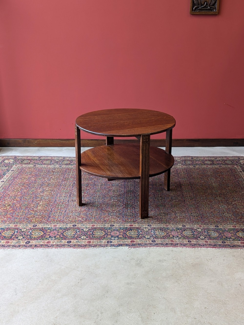 1930’s Art Deco Circular Two Tier Oak Coffee Table