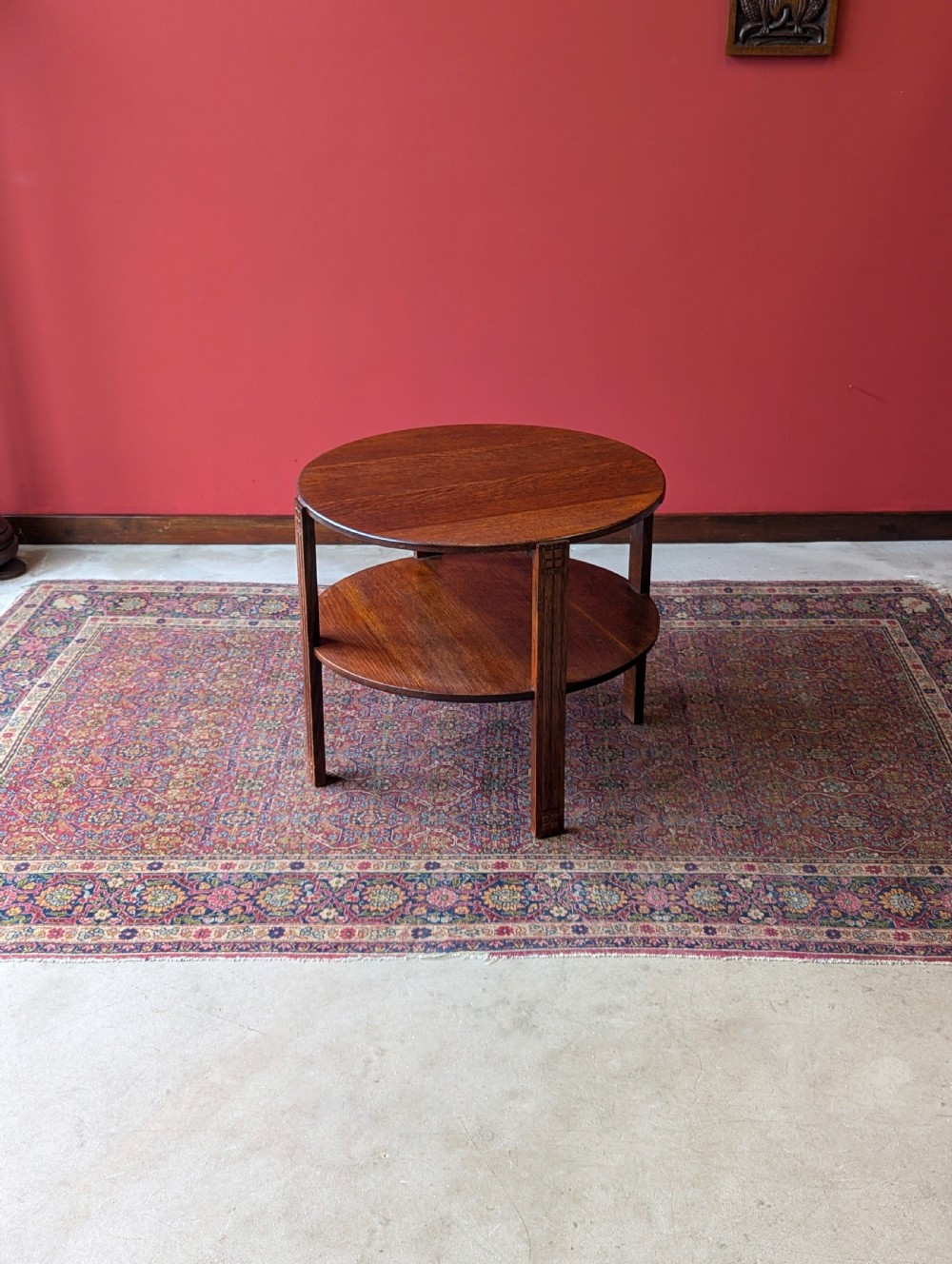 1930’s Art Deco Circular Two Tier Oak Coffee Table View IV