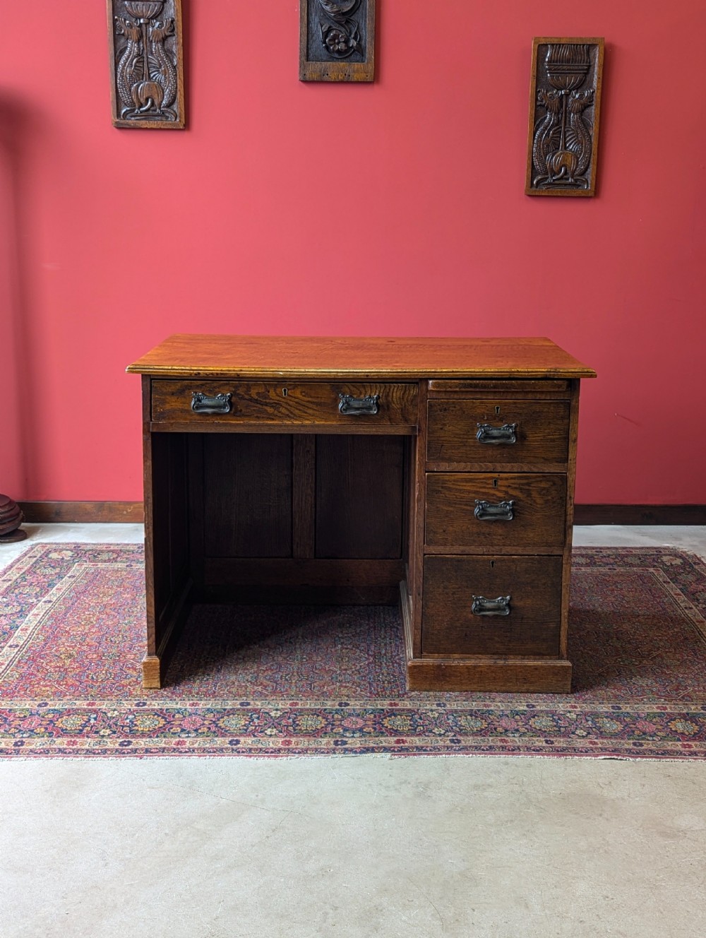 Antique Arts & Crafts Oak Writing Desk Circa 1910 View II