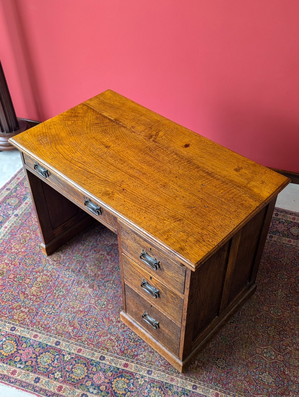 Antique Arts & Crafts Oak Writing Desk Circa 1910 View III
