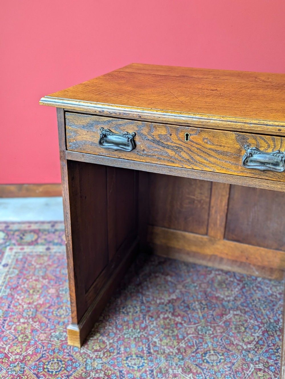 Antique Arts & Crafts Oak Writing Desk Circa 1910 View VI