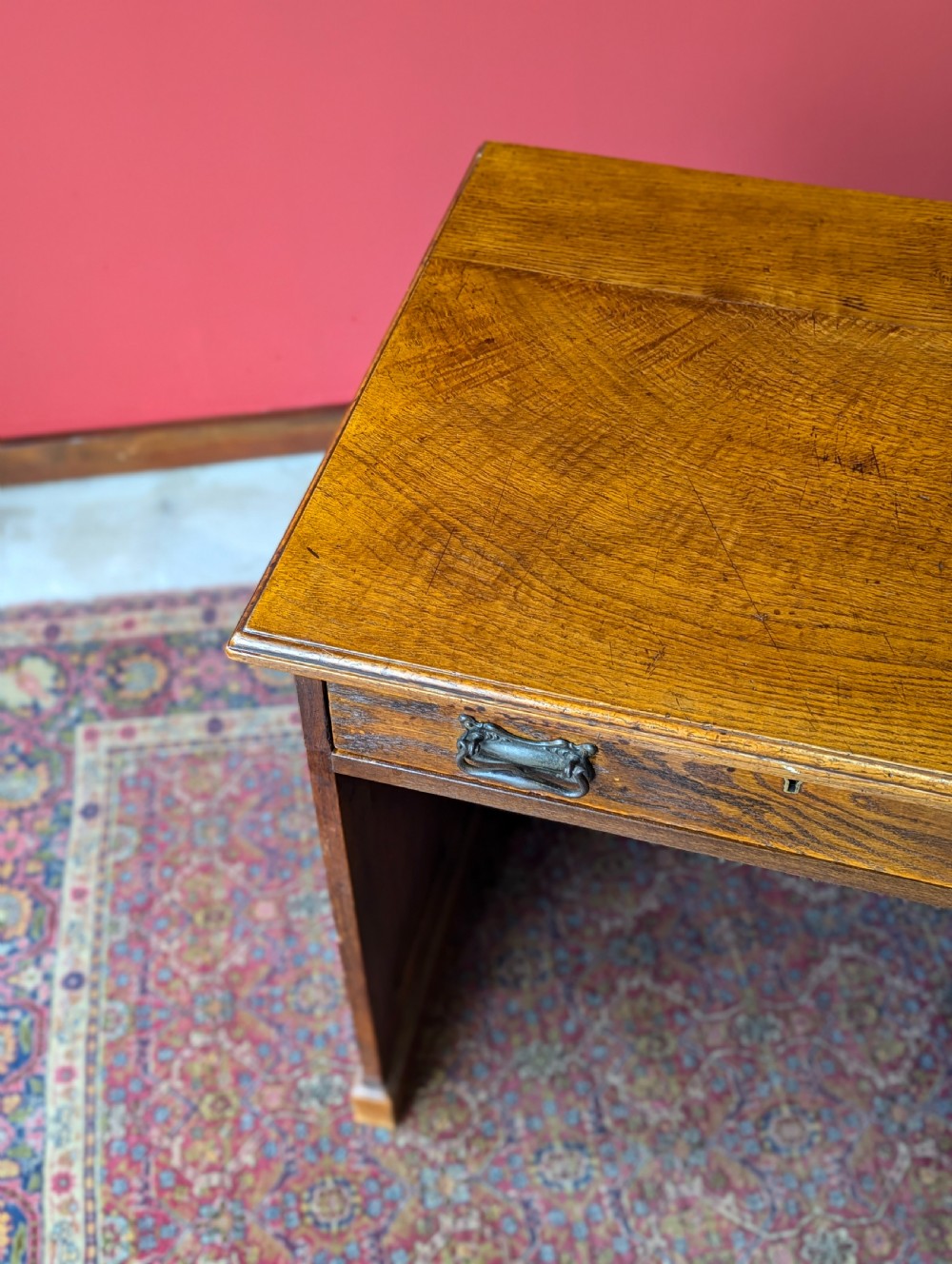 Antique Arts & Crafts Oak Writing Desk Circa 1910 View VII