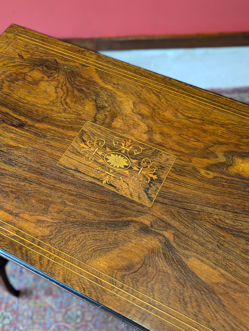 Antique Victorian Inlaid Rosewood Occasional Table View II