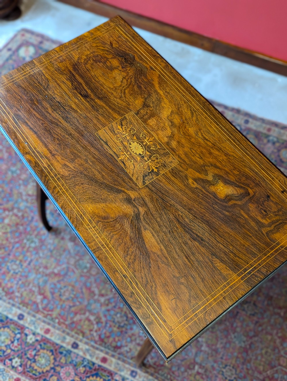 Antique Victorian Inlaid Rosewood Occasional Table View VIII