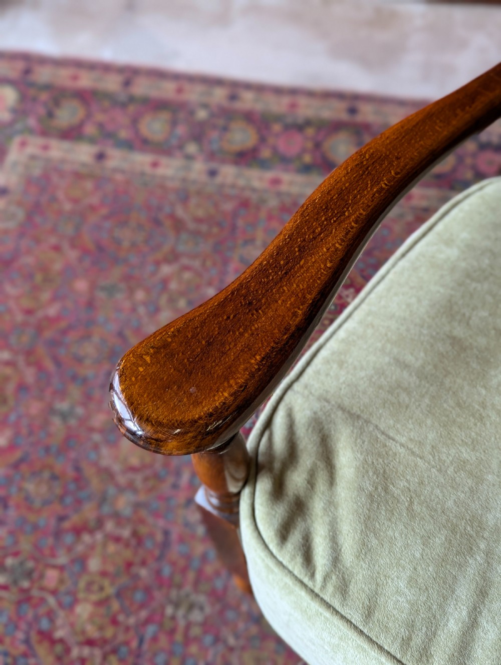Antique 1920’s Art Deco Walnut Cane Back Easy Chair / Cocktail Chair View V