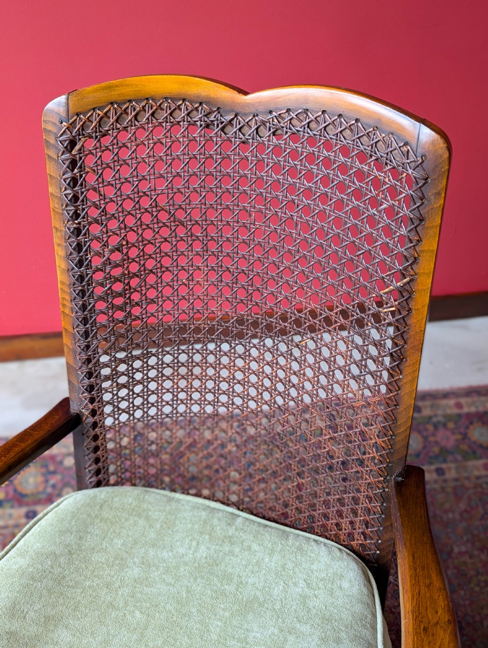 Antique 1920’s Art Deco Walnut Cane Back Easy Chair / Cocktail Chair View VI