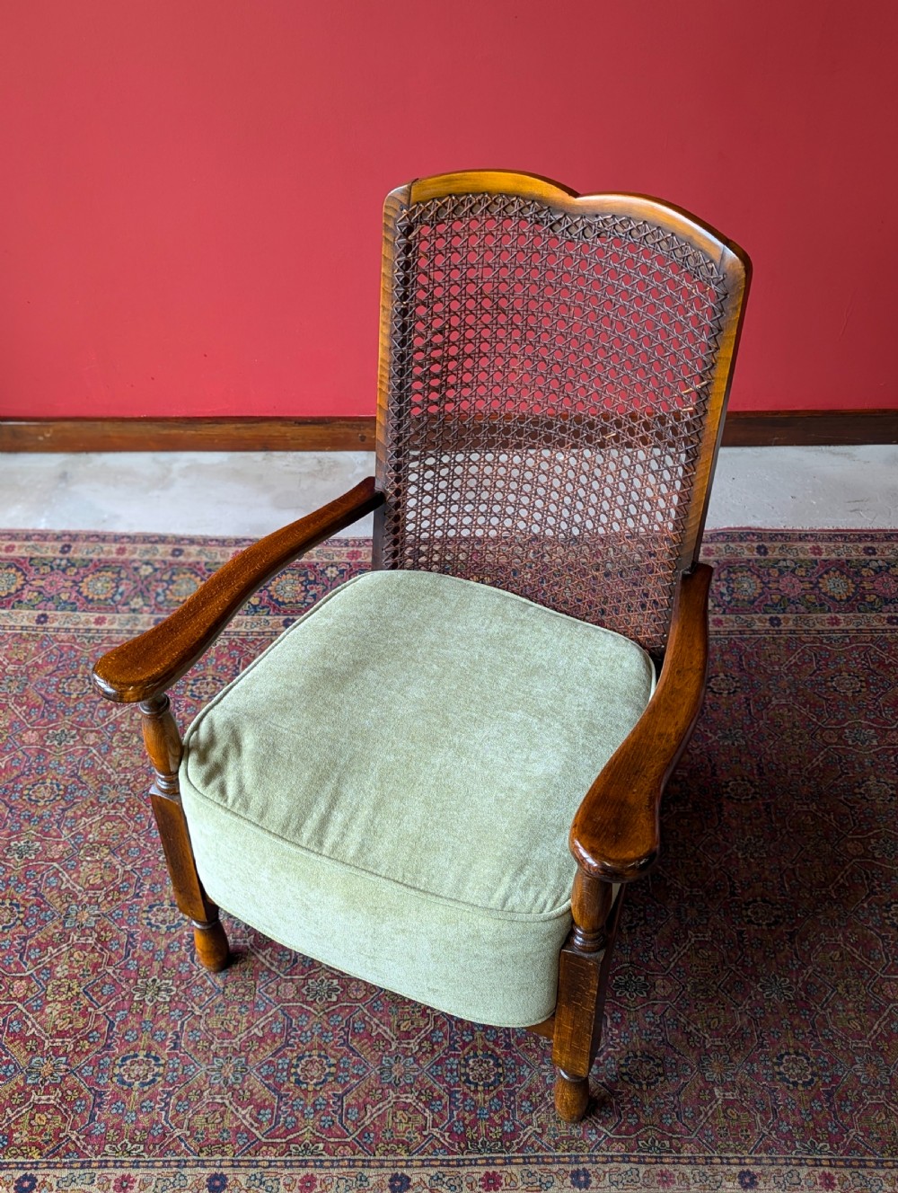 Antique 1920’s Art Deco Walnut Cane Back Easy Chair / Cocktail Chair View VIII