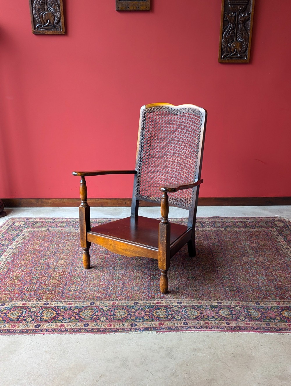 Antique 1920’s Art Deco Walnut Cane Back Easy Chair / Cocktail Chair View IX