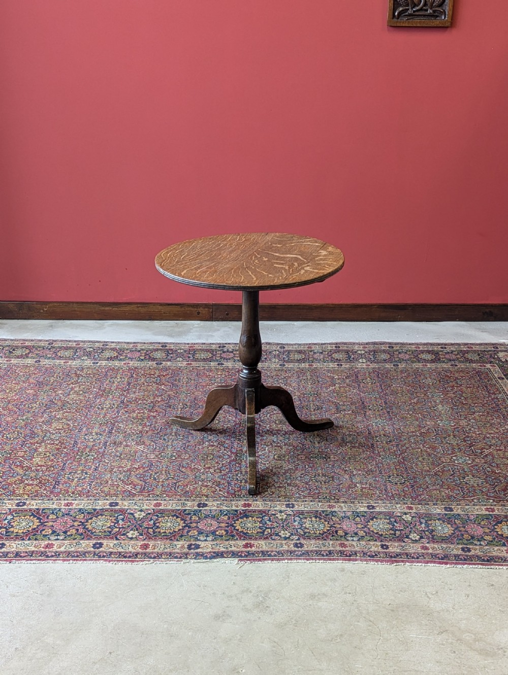 Antique 18th Century Georgian Oak Circular Pedestal Wine Table View IV
