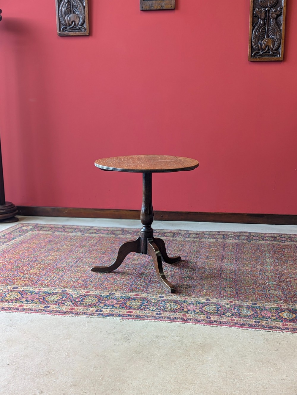 Antique 18th Century Georgian Oak Circular Pedestal Wine Table View V