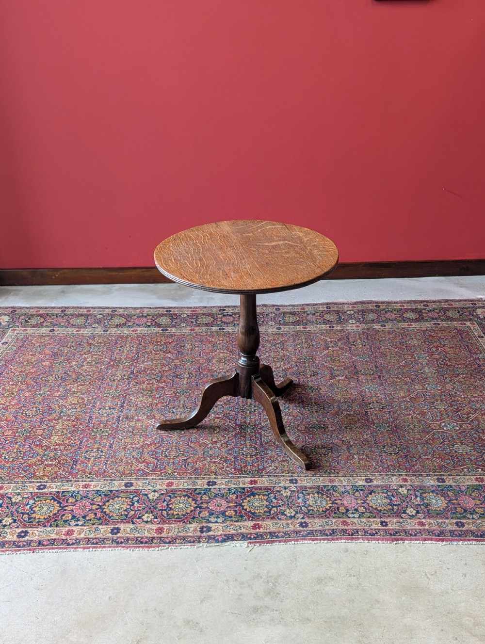 Antique 18th Century Georgian Oak Circular Pedestal Wine Table View VI