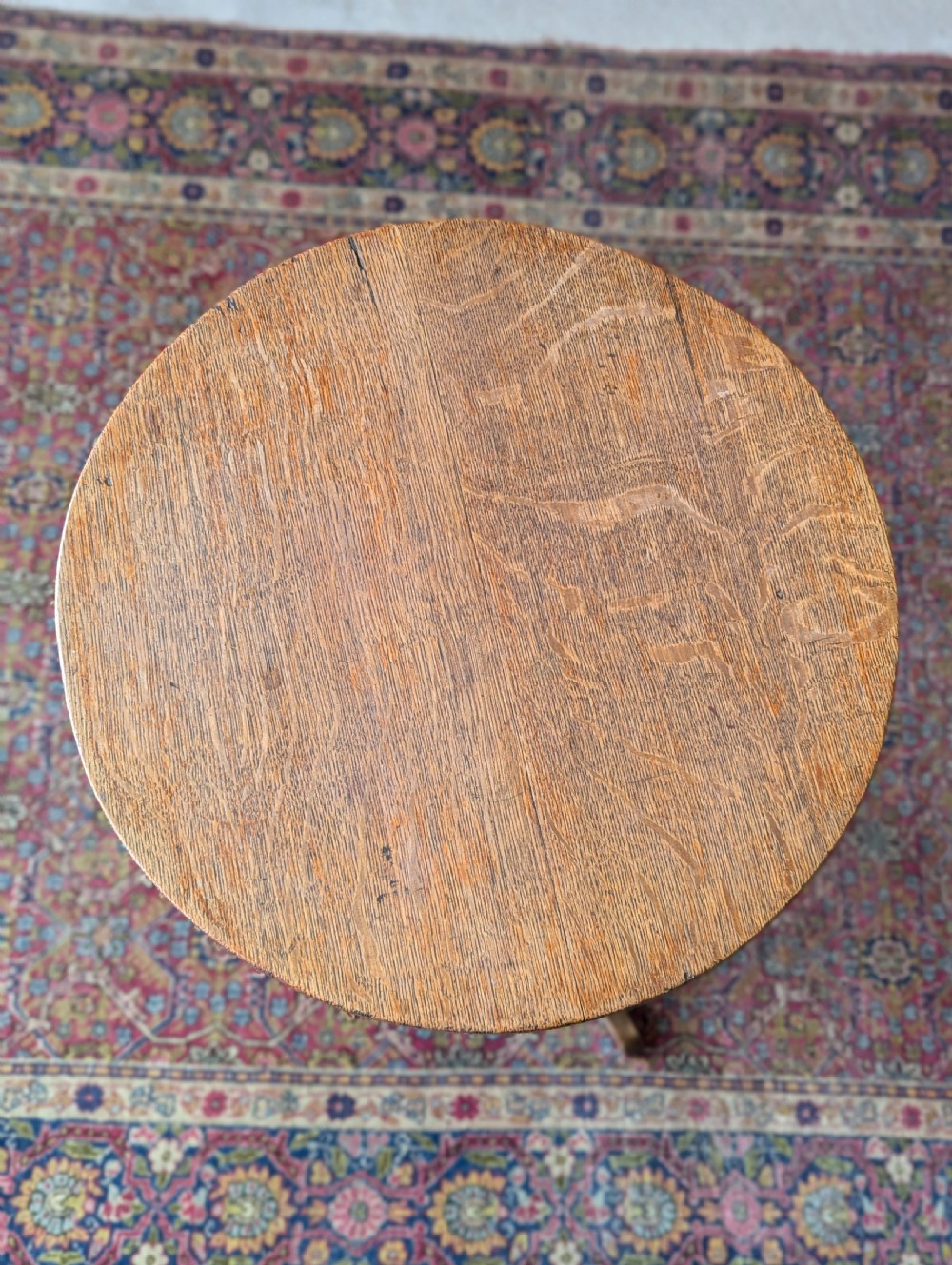Antique 18th Century Georgian Oak Circular Pedestal Wine Table View VII