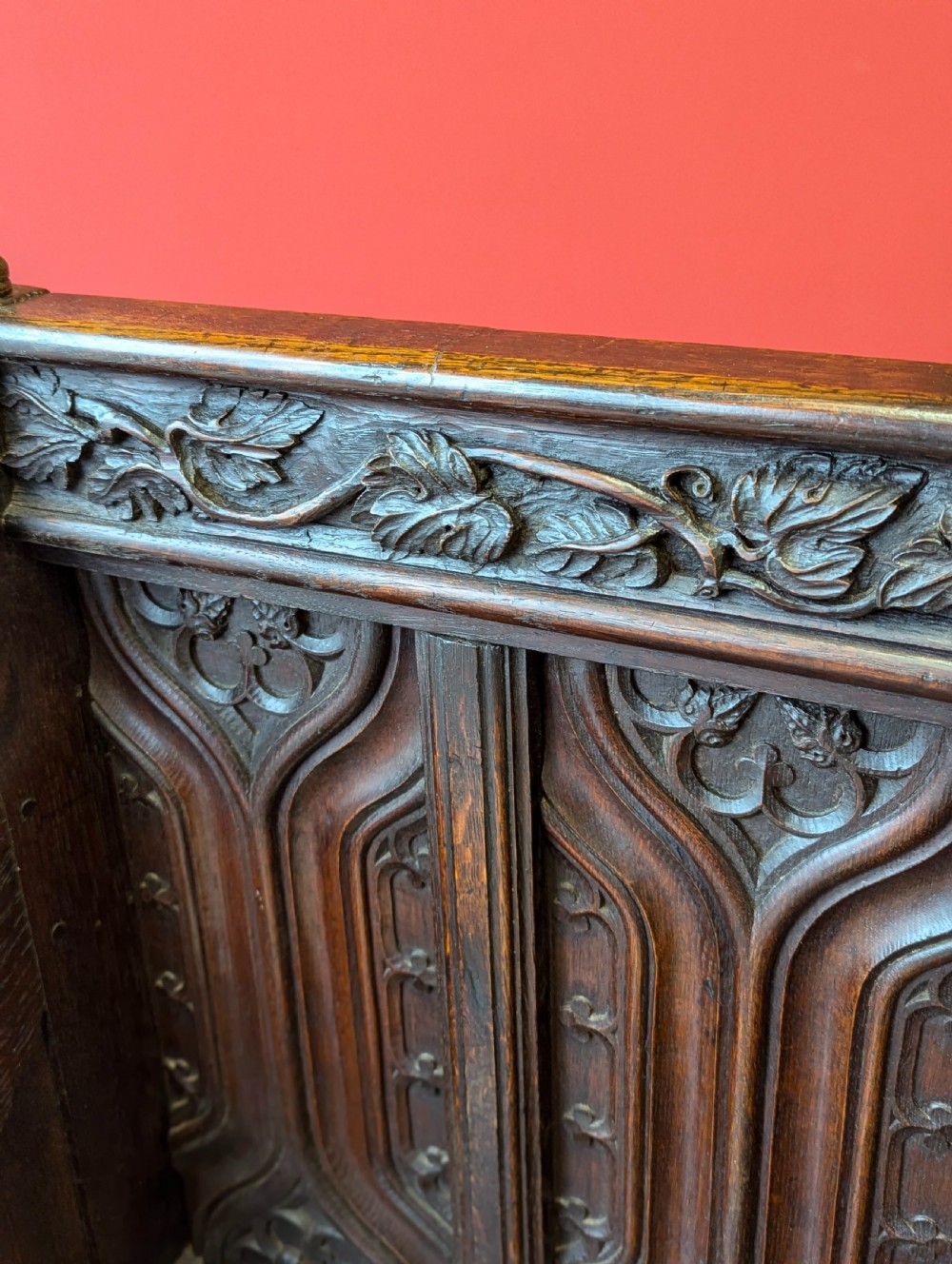 Antique Victorian Oak Throne Hall Chair View VIII
