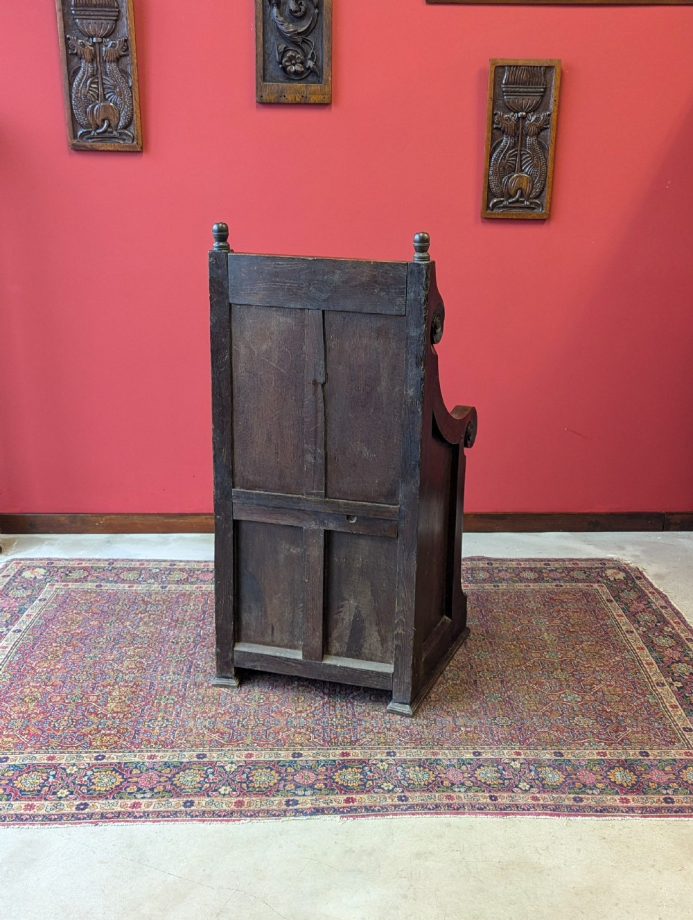 Antique Victorian Oak Throne Hall Chair View X