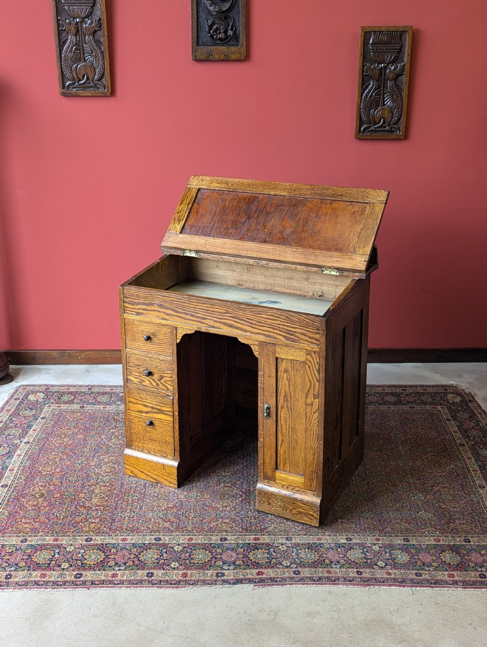 Antique Victorian Oak Clerks Desk View VI