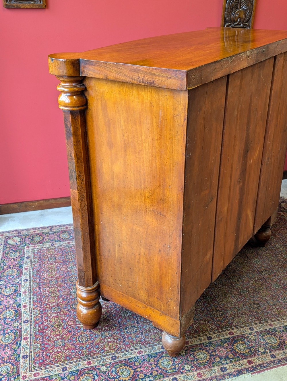 Antique Victorian Flame Mahogany Scotch Chest of Drawers View VIII
