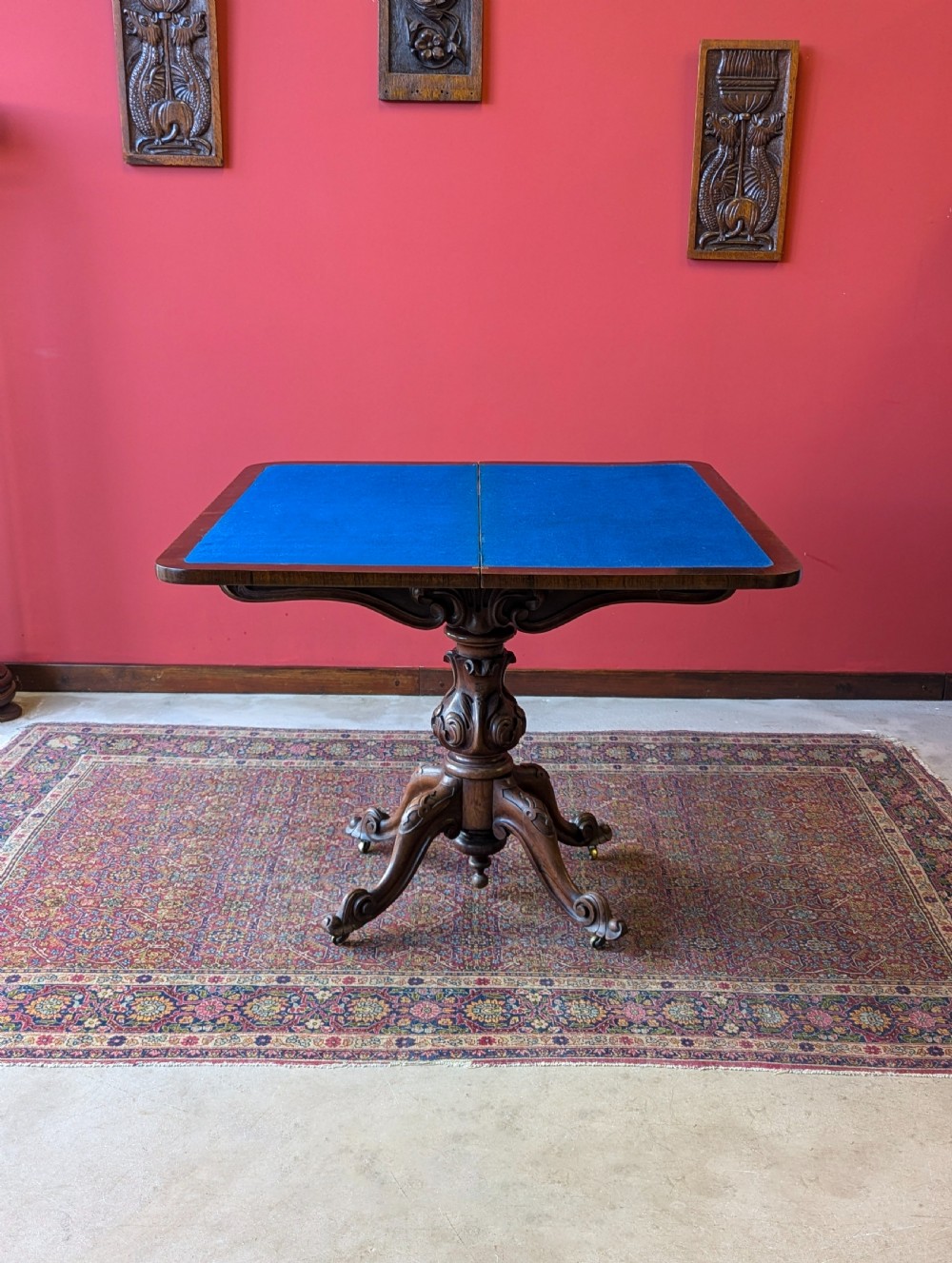 Antique Victorian Rosewood Fold Over Card Table View II