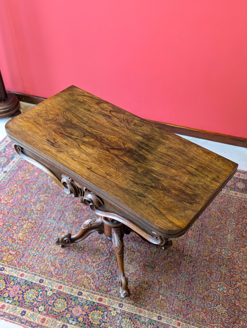 Antique Victorian Rosewood Fold Over Card Table View III