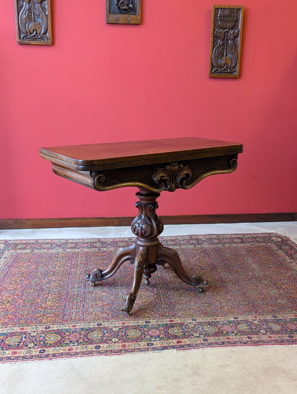Antique Victorian Rosewood Fold Over Card Table View V