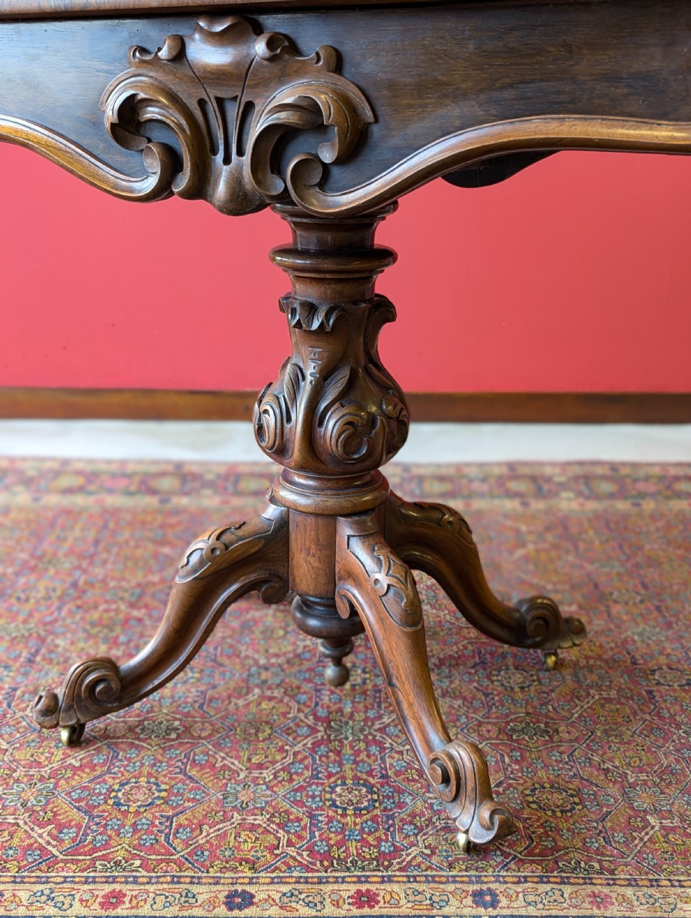 Antique Victorian Rosewood Fold Over Card Table View IX