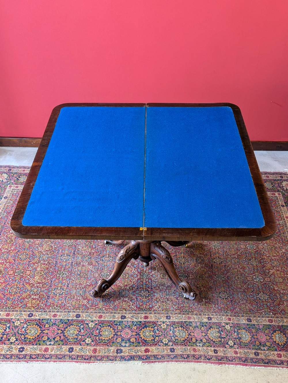 Antique Victorian Rosewood Fold Over Card Table View X