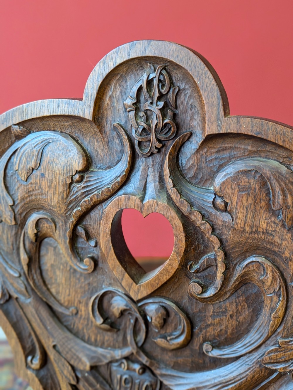 Antique Edwardian Mahogany Shield Back Carved Hall Chair Dated 1910 View III