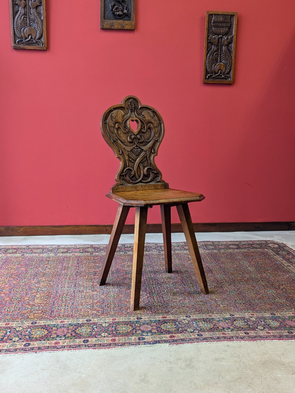 Antique Edwardian Mahogany Shield Back Carved Hall Chair Dated 1910 View V