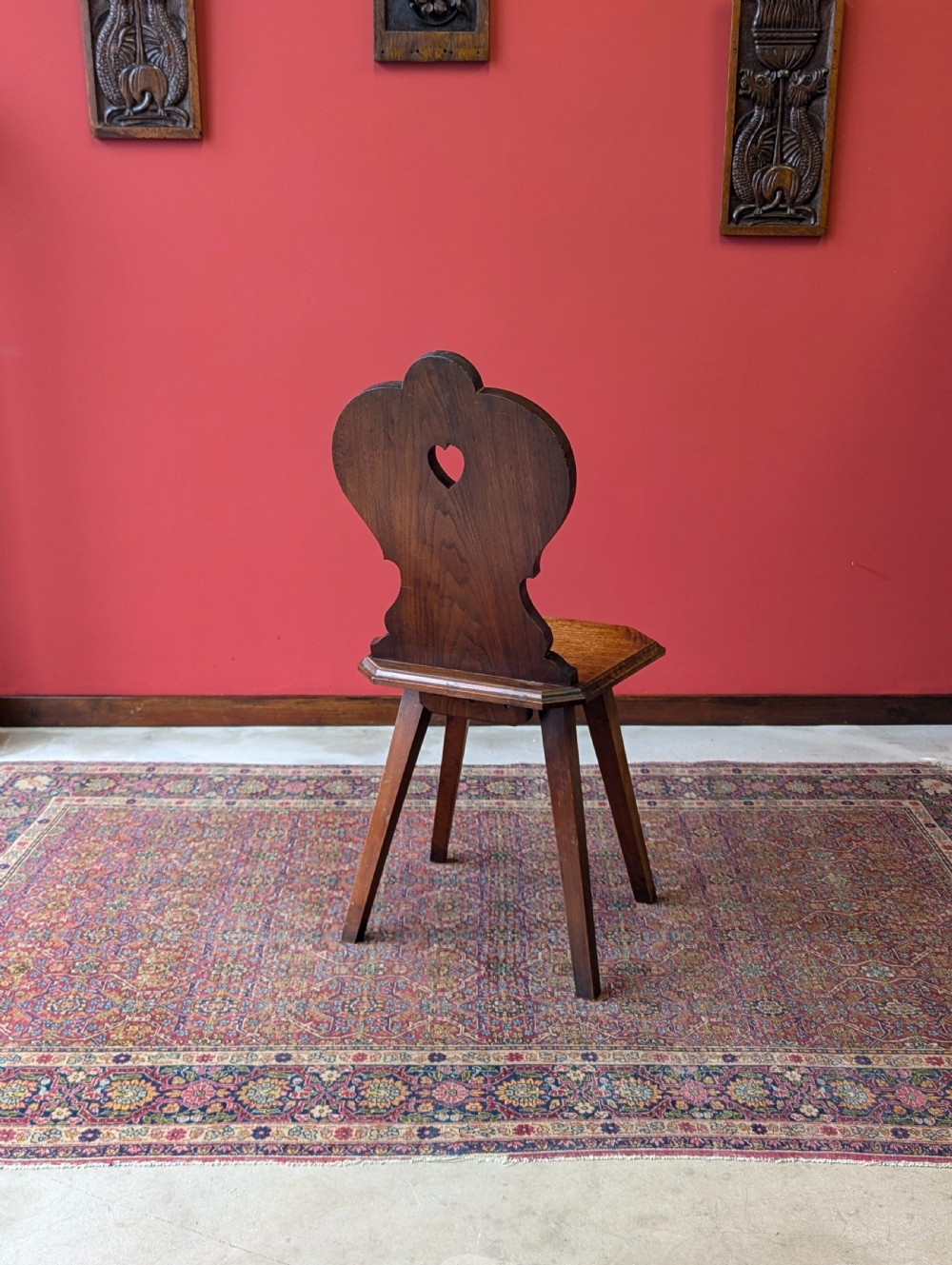 Antique Edwardian Mahogany Shield Back Carved Hall Chair Dated 1910 View VIII