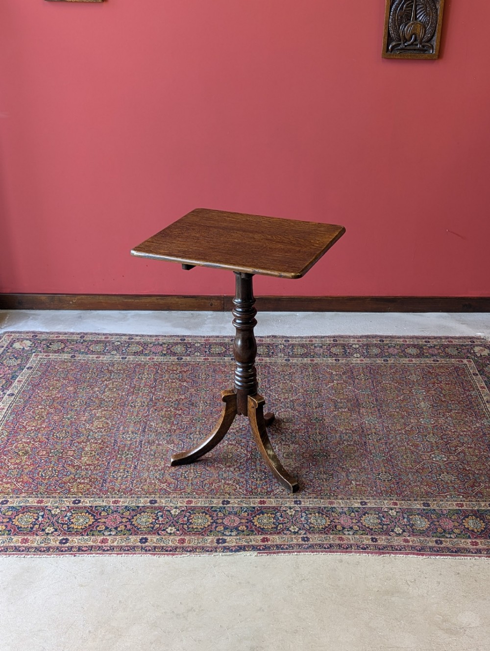 Antique 19th Century Oak Pedestal Tilt Top Wine Table