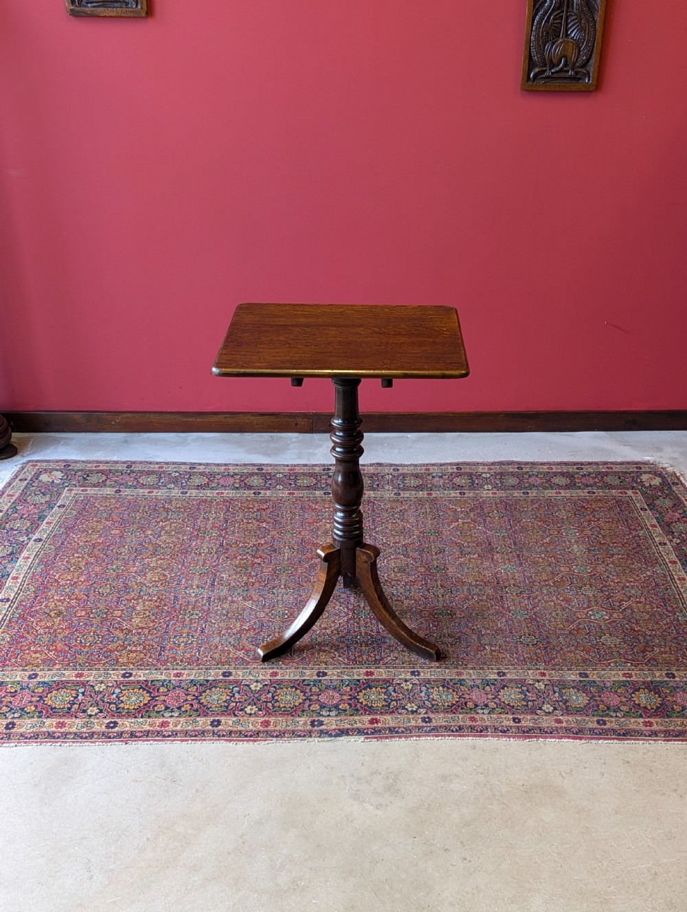 Antique 19th Century Oak Pedestal Tilt Top Wine Table View II