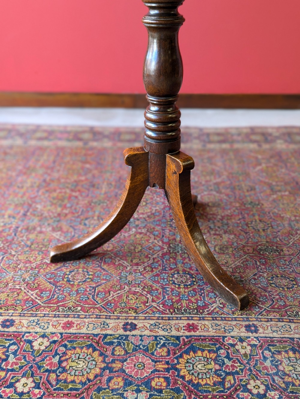 Antique 19th Century Oak Pedestal Tilt Top Wine Table View X