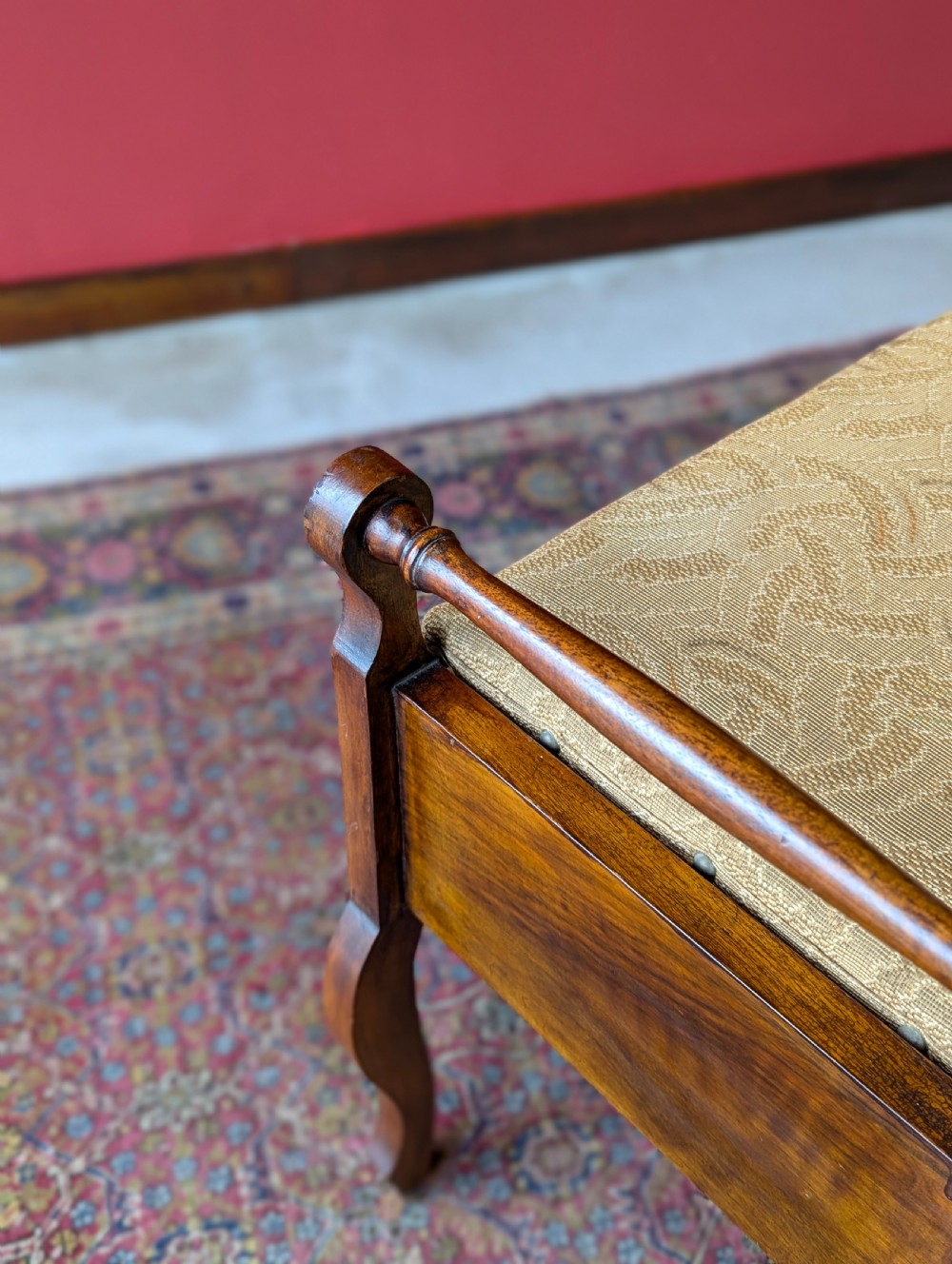 Antique Edwardian Arts & Crafts Mahogany Piano Stool with Storage View V