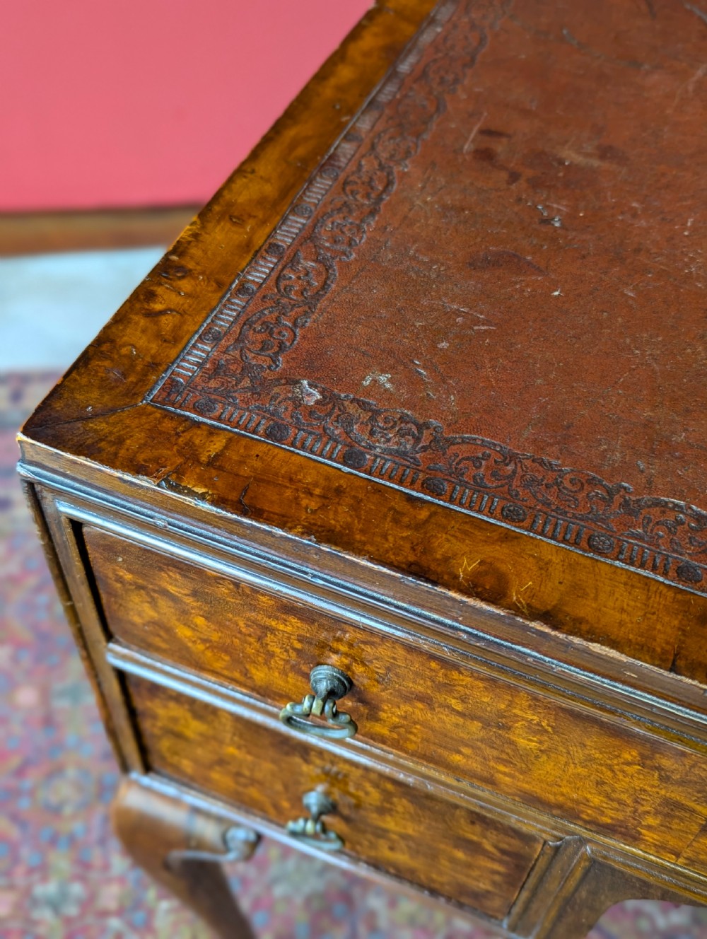 Antique Early 20th Century Burr Walnut Writing Desk View IV