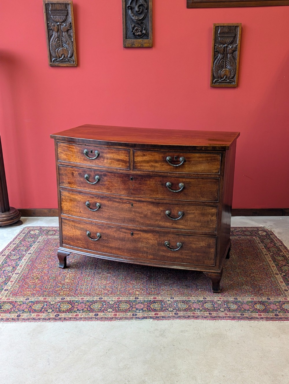 Antique Georgian Mahogany Bow Front Chest of Drawers