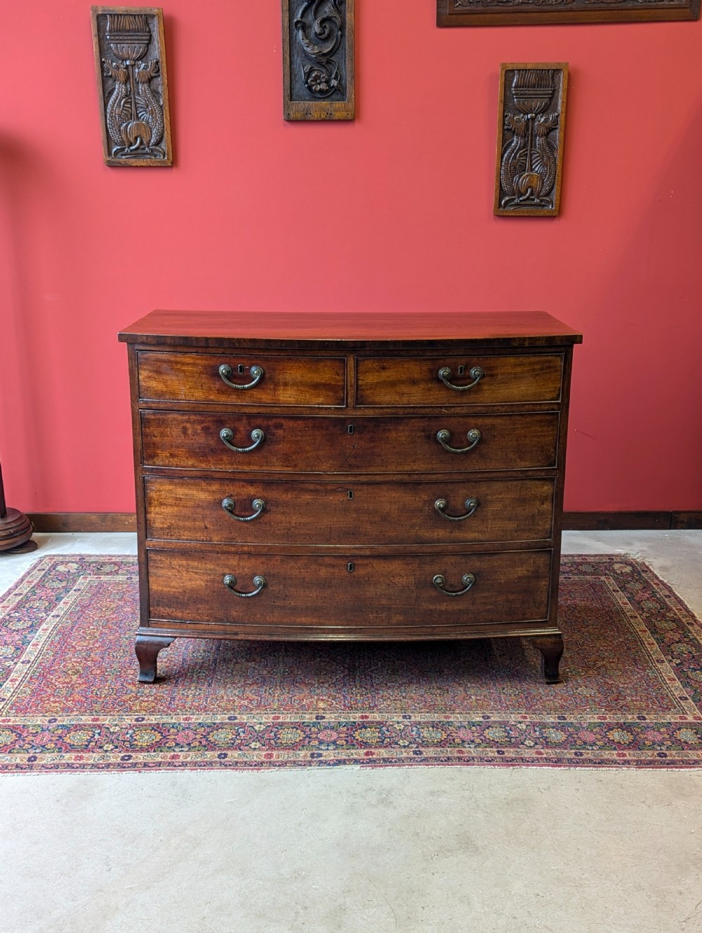 Antique Georgian Mahogany Bow Front Chest of Drawers View II