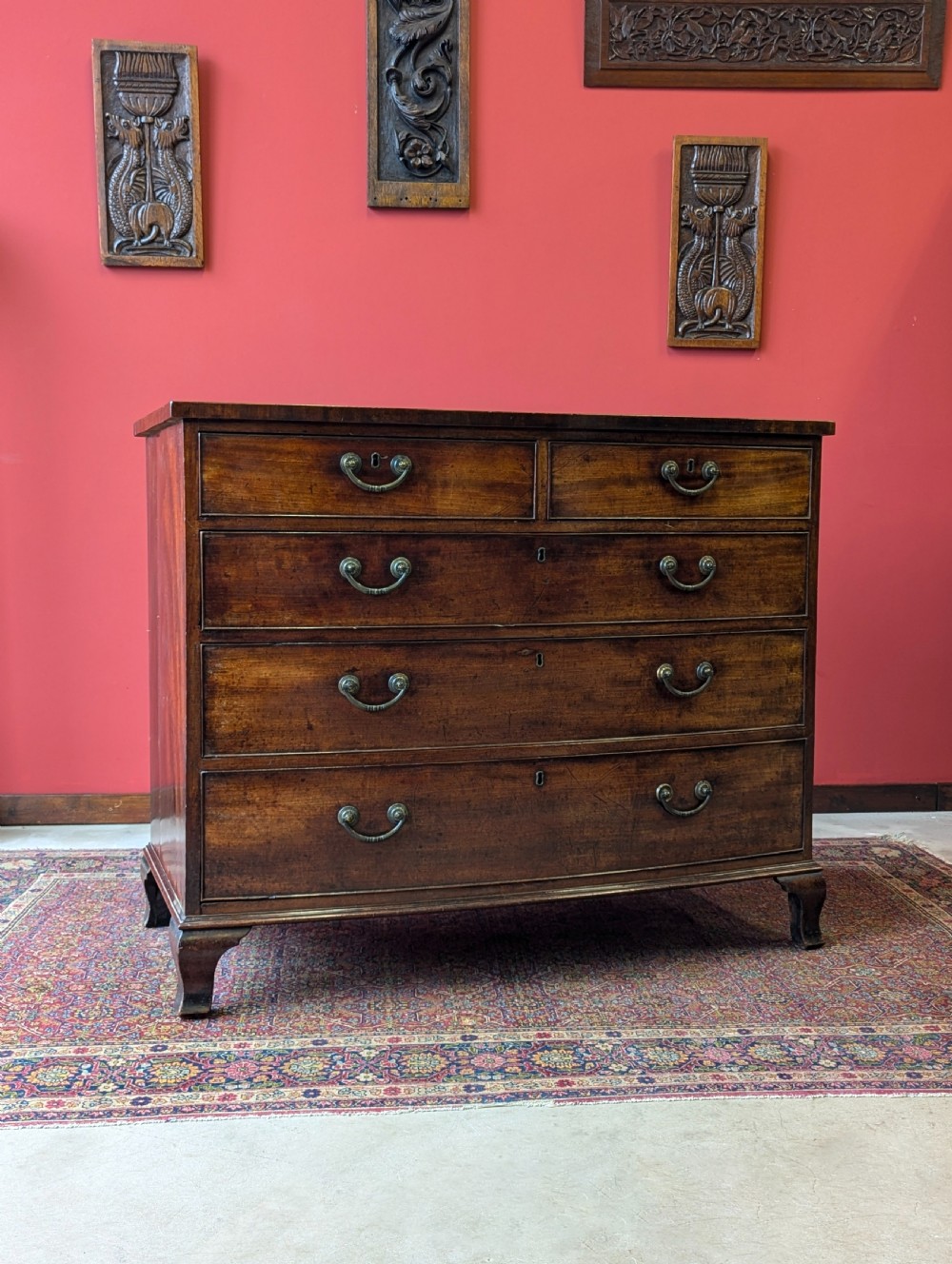 Antique Georgian Mahogany Bow Front Chest of Drawers View III