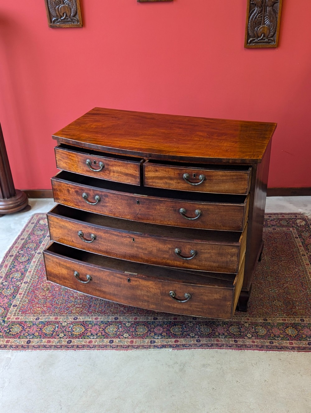 Antique Georgian Mahogany Bow Front Chest of Drawers View V