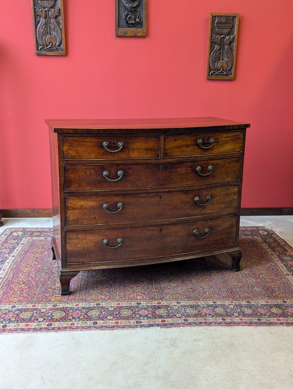 Antique Georgian Mahogany Bow Front Chest of Drawers View VI