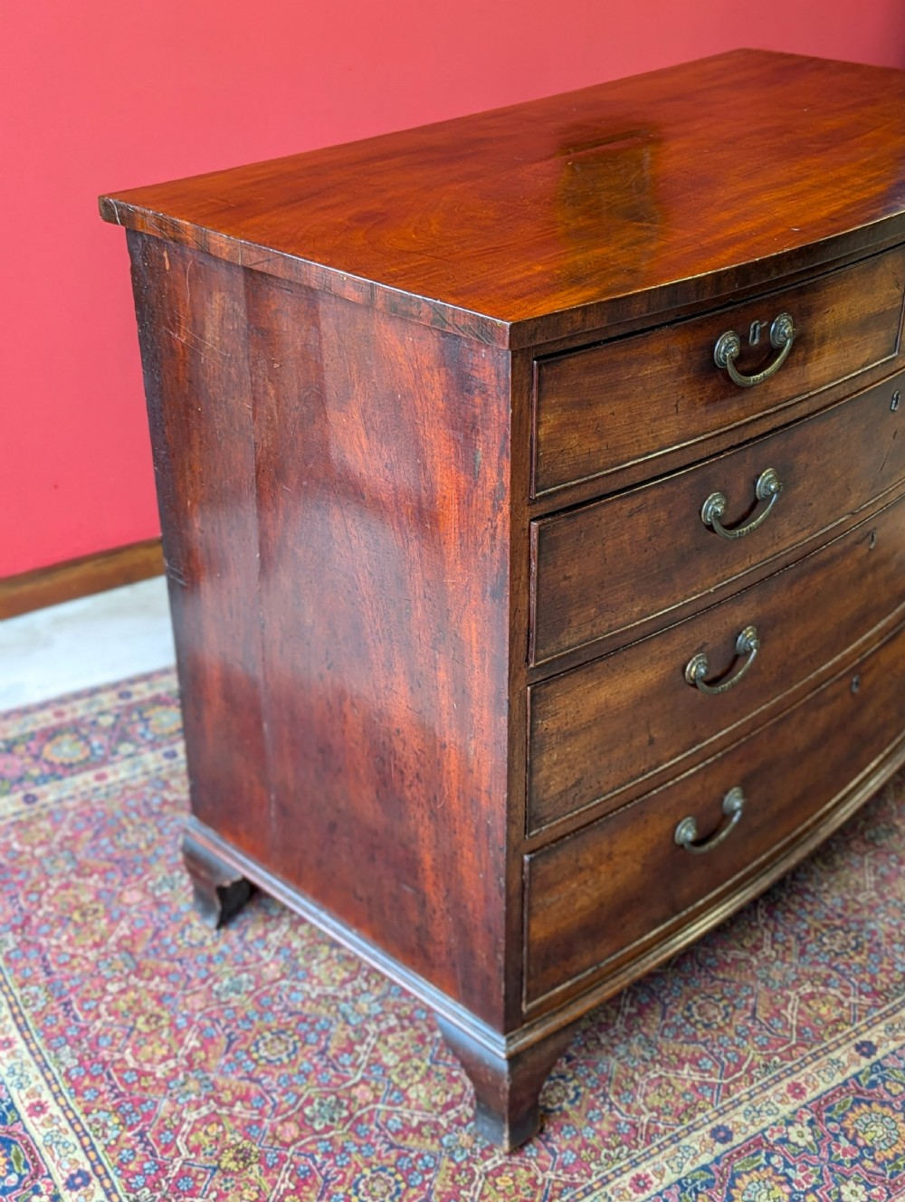 Antique Georgian Mahogany Bow Front Chest of Drawers View IX