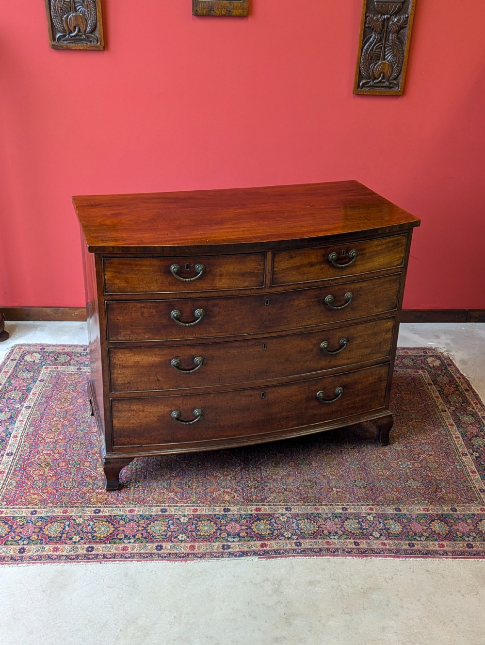 Antique Georgian Mahogany Bow Front Chest of Drawers View X