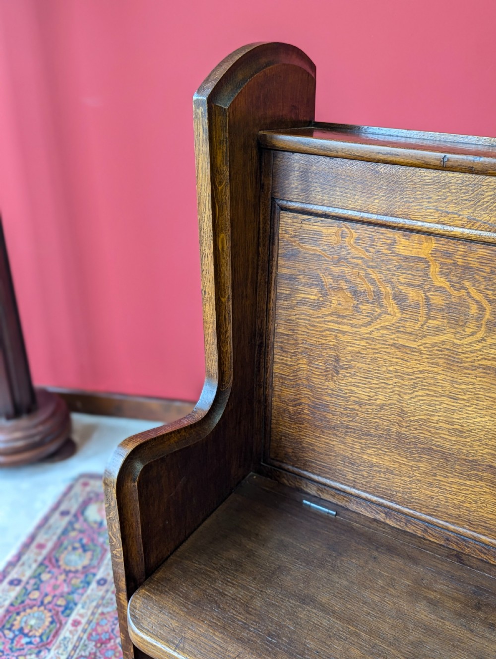 Antique Early 20th Century Oak Chapel Pew with Storage View X