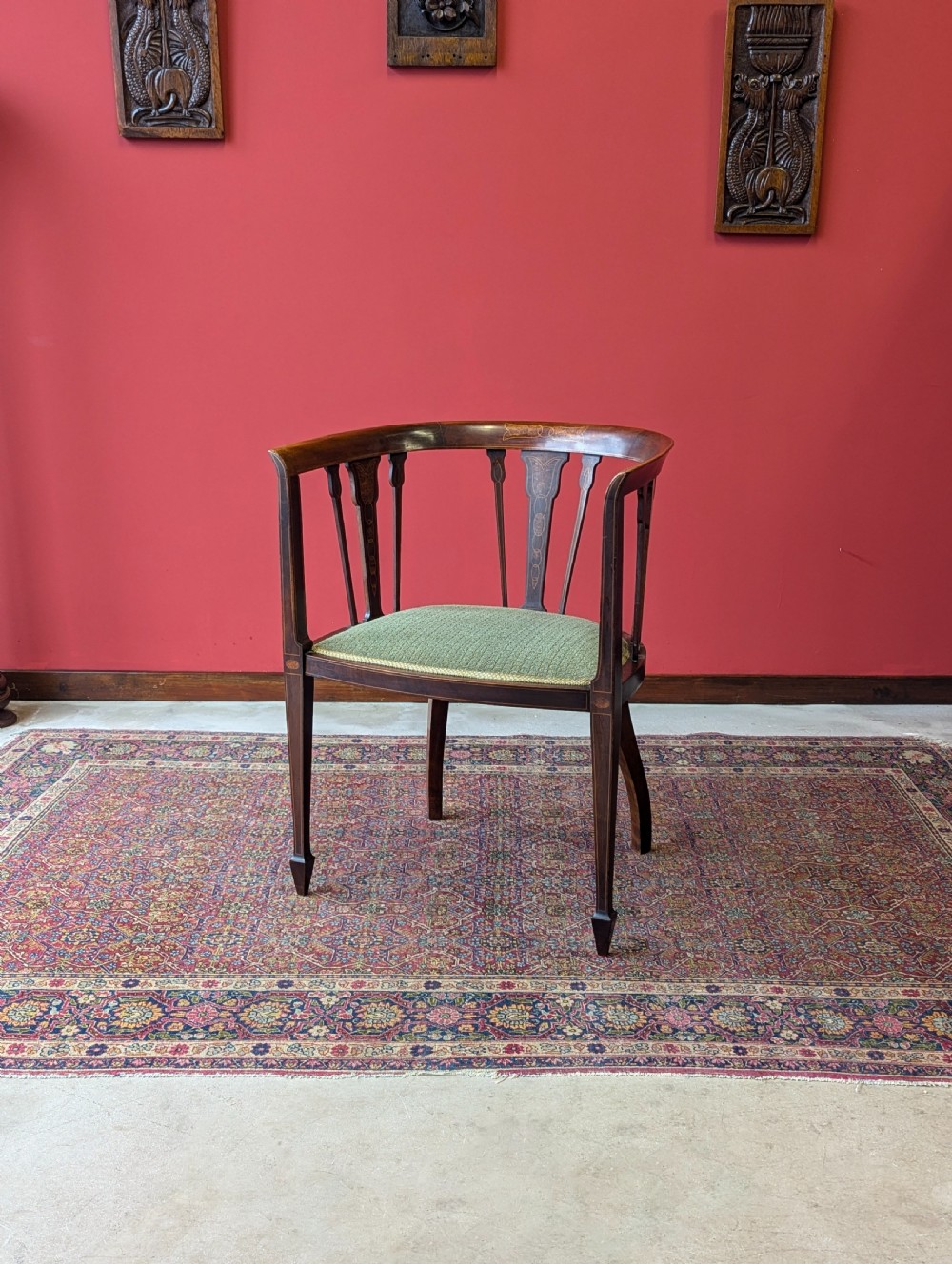 Antique Edwardian Inlaid Mahogany Desk Chair View II