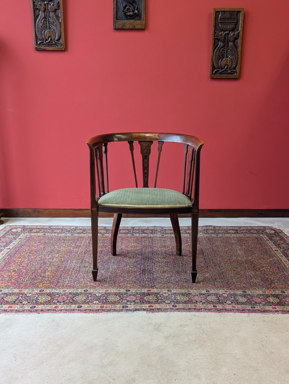 Antique Edwardian Inlaid Mahogany Desk Chair View III