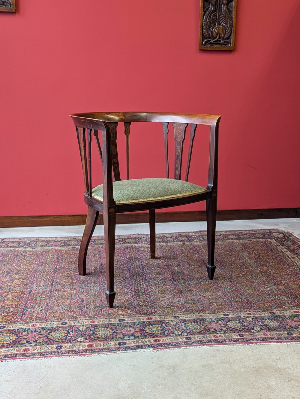 Antique Edwardian Inlaid Mahogany Desk Chair View IV