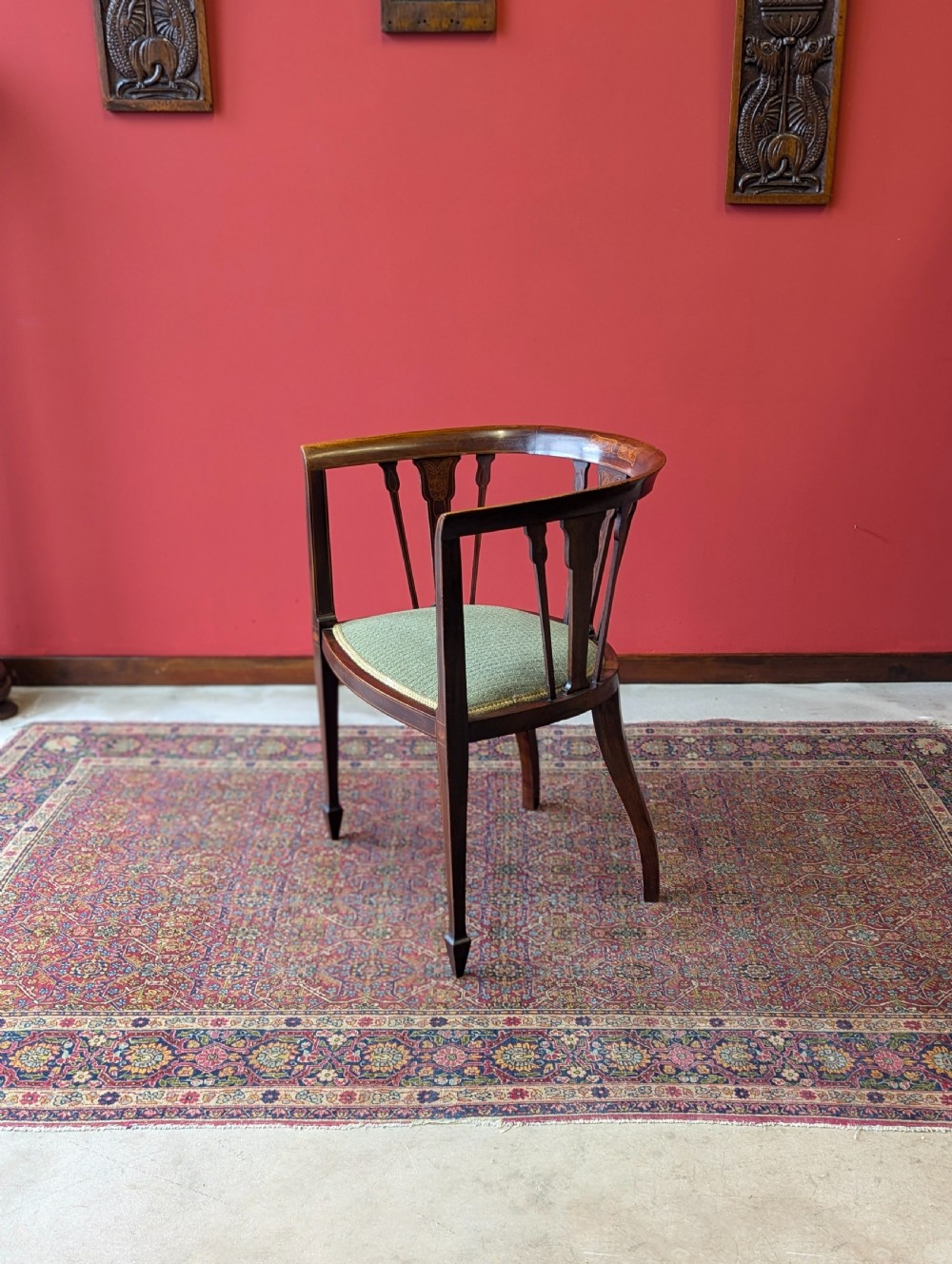 Antique Edwardian Inlaid Mahogany Desk Chair View V