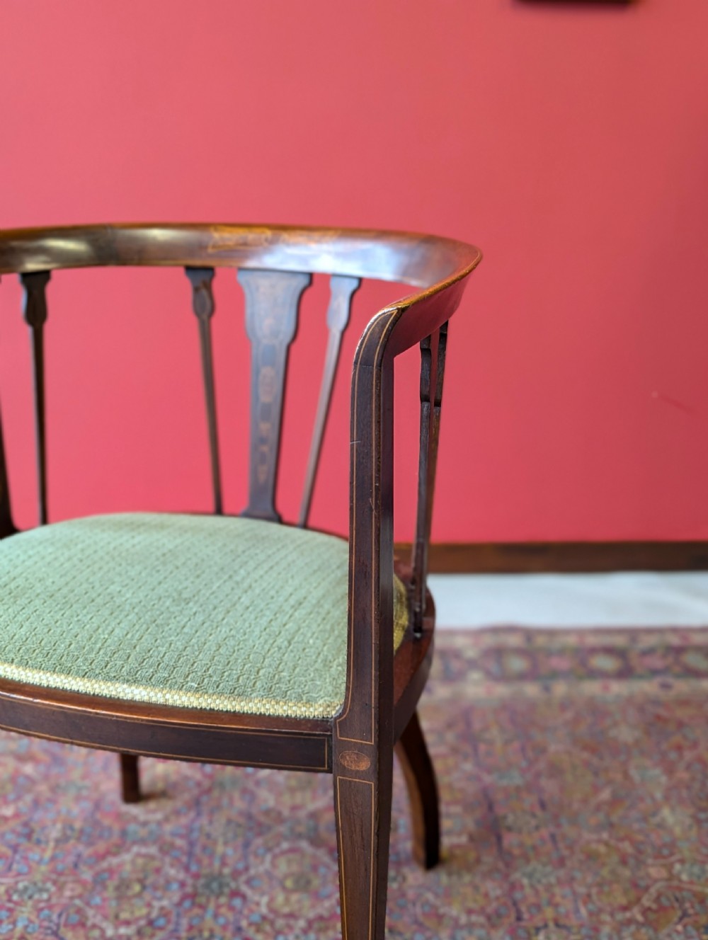 Antique Edwardian Inlaid Mahogany Desk Chair View VI
