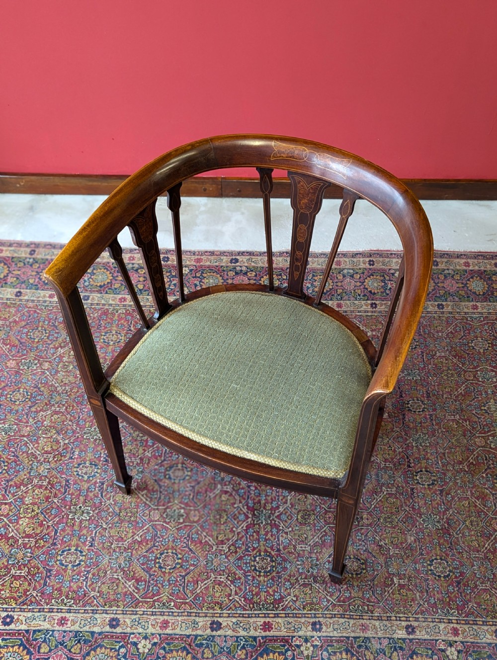 Antique Edwardian Inlaid Mahogany Desk Chair View VIII