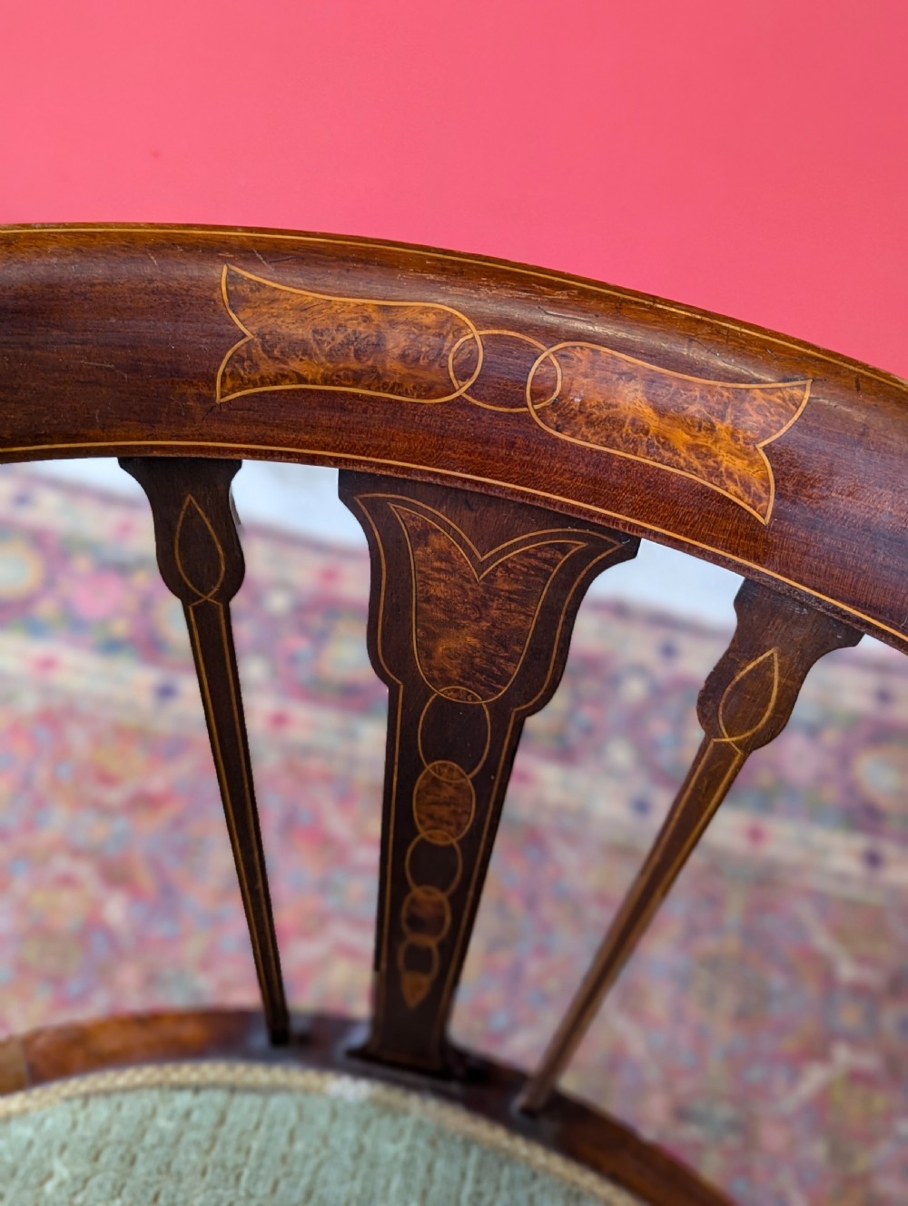 Antique Edwardian Inlaid Mahogany Desk Chair View IX