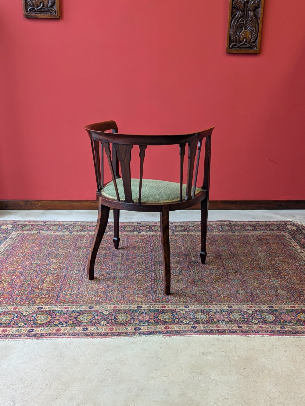 Antique Edwardian Inlaid Mahogany Desk Chair View X