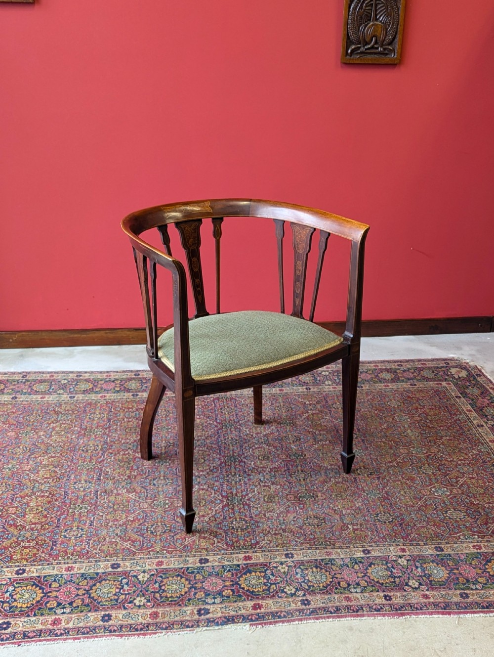 Antique Edwardian Inlaid Mahogany Desk Chair View XI